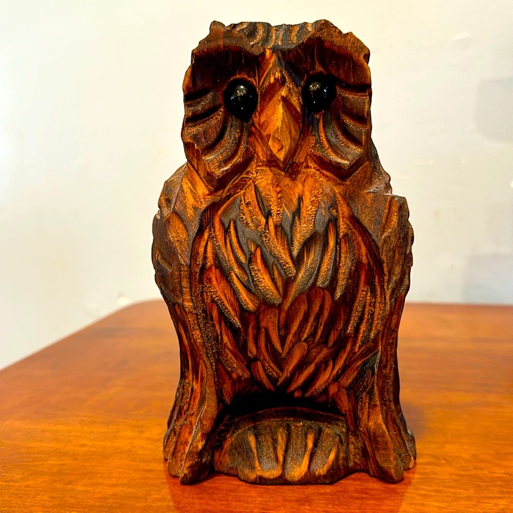 Hand carved wooden owl.